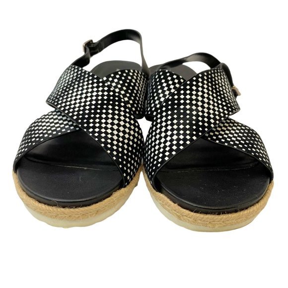 Alex Marie Wedge Sandals Size 9.5 Women Navy White Casual Slip On Sling Back Sho - Picture 6 of 8